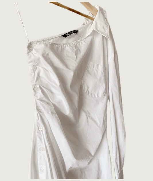 Vestido camisero un hombro ZARA