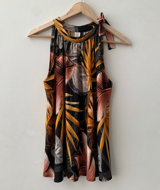 Blusa cuello halter con lazo